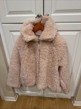Target Kids Plush Teddy Zip Jacket in Blush Pink